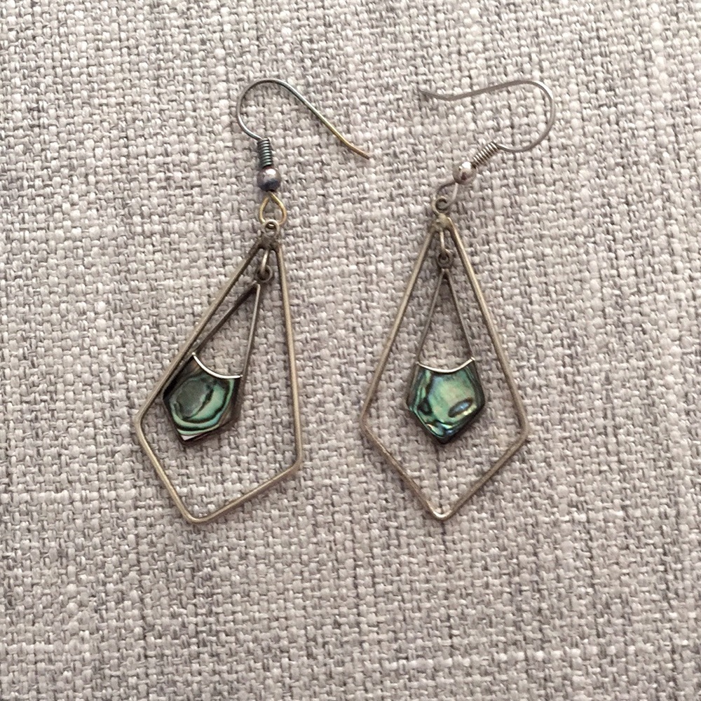 Vintage Alpaca Mexican Silver and Abalone Earrings